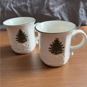 Festive Vintage Cuthbertson Original Christmas Tree Mugs  - Set of 2